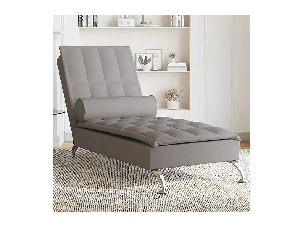 Chaise longue de massage avec traversin taupe tissu