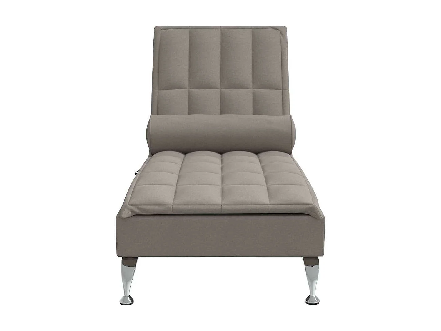 Chaise lounge de massagem com rolo tecido cinza-acastanhado