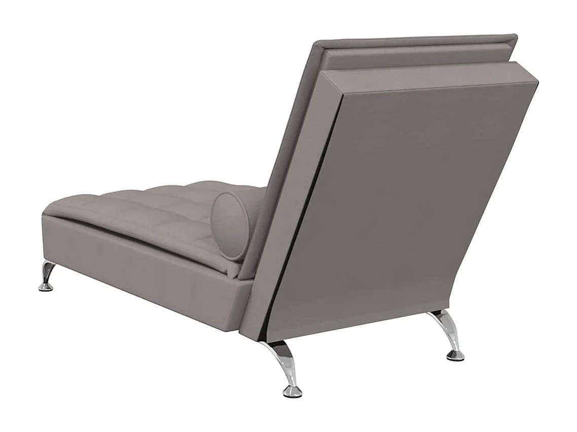Chaise lounge de massagem com rolo tecido cinza-acastanhado