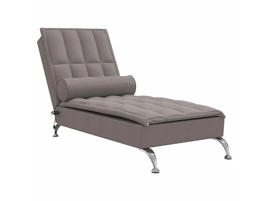 Chaise longue de massage avec traversin taupe tissu