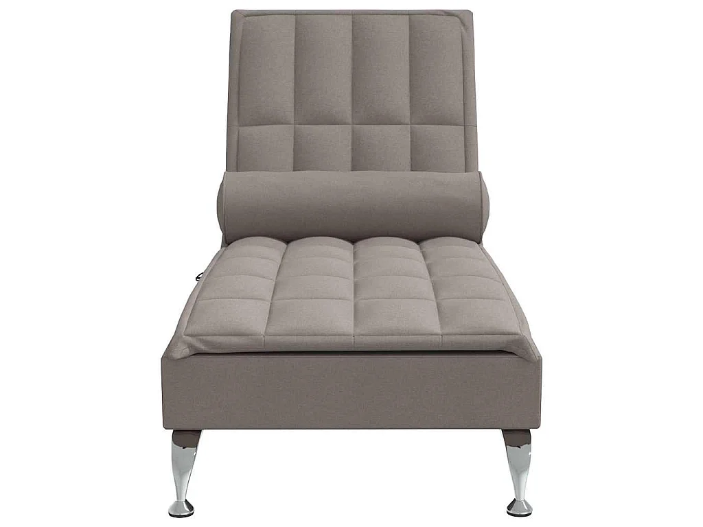 Chaise longue de massage avec traversin taupe tissu