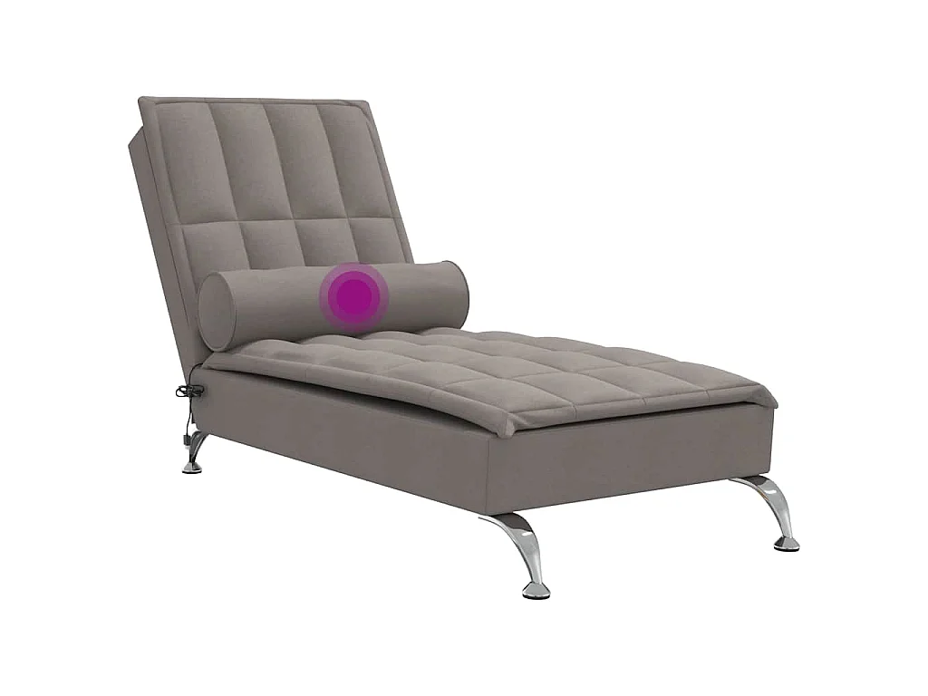 Chaise longue de massage avec traversin taupe tissu