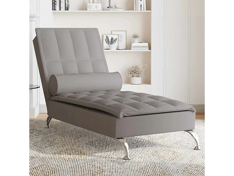 Chaise longue de massage avec traversin taupe tissu