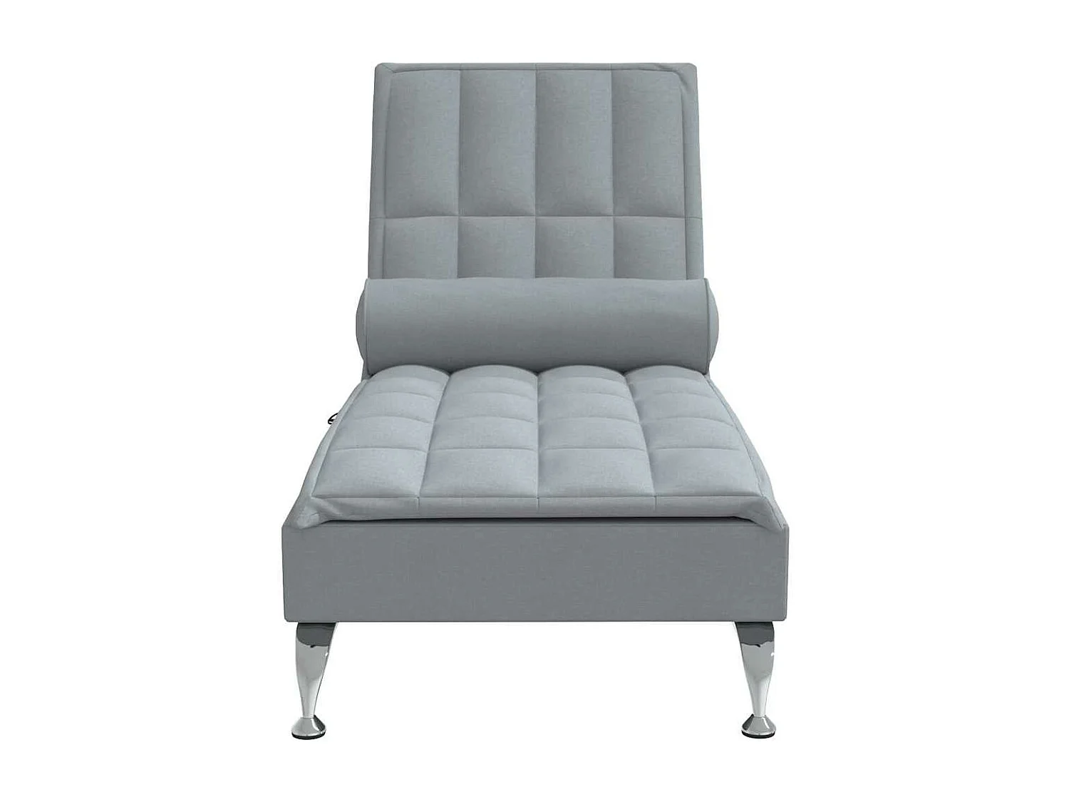 Massage-Chaiselongue mit Nackenrolle Hellgrau Stoff