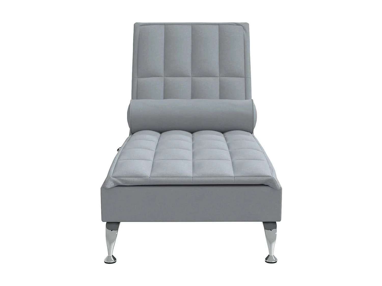Chaise longue de massage avec traversin gris clair tissu