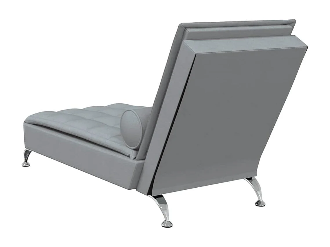 Chaise longue de massage avec traversin gris clair tissu