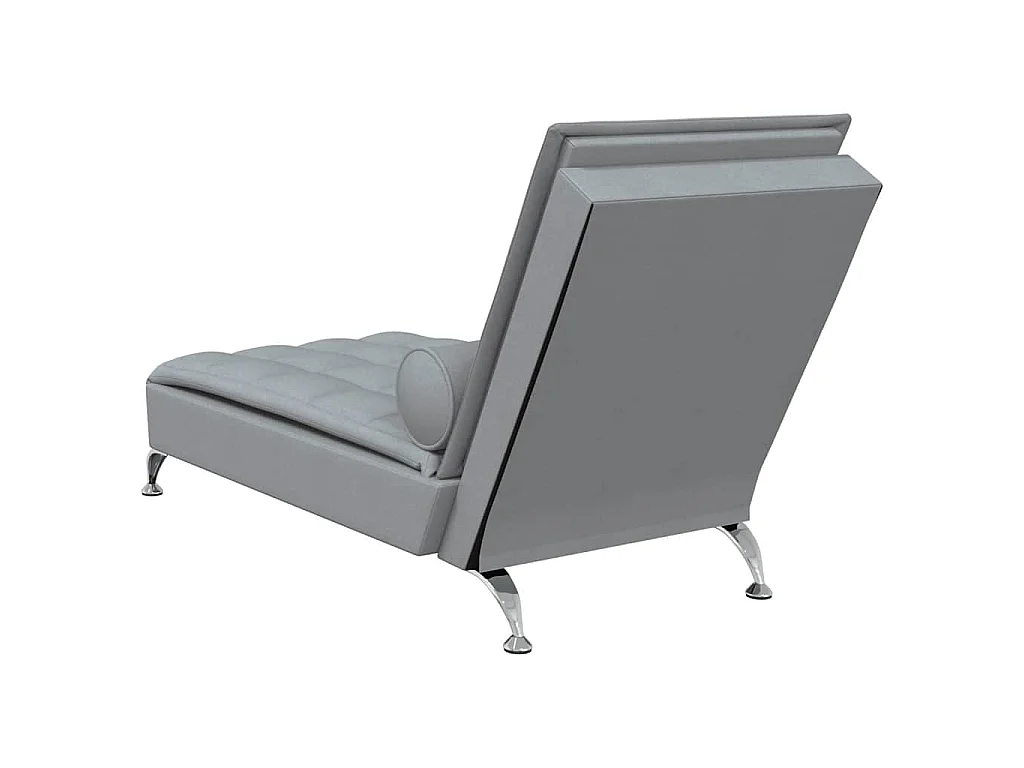 Chaise longue de massage avec traversin gris clair tissu