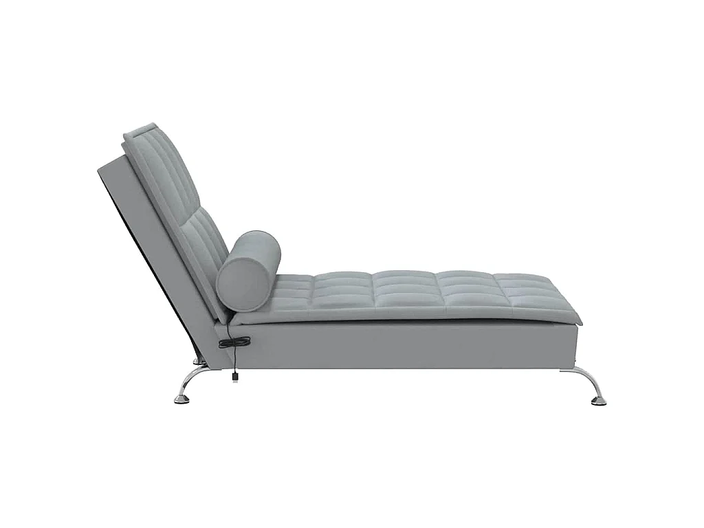 Chaise longue de massage avec traversin gris clair tissu