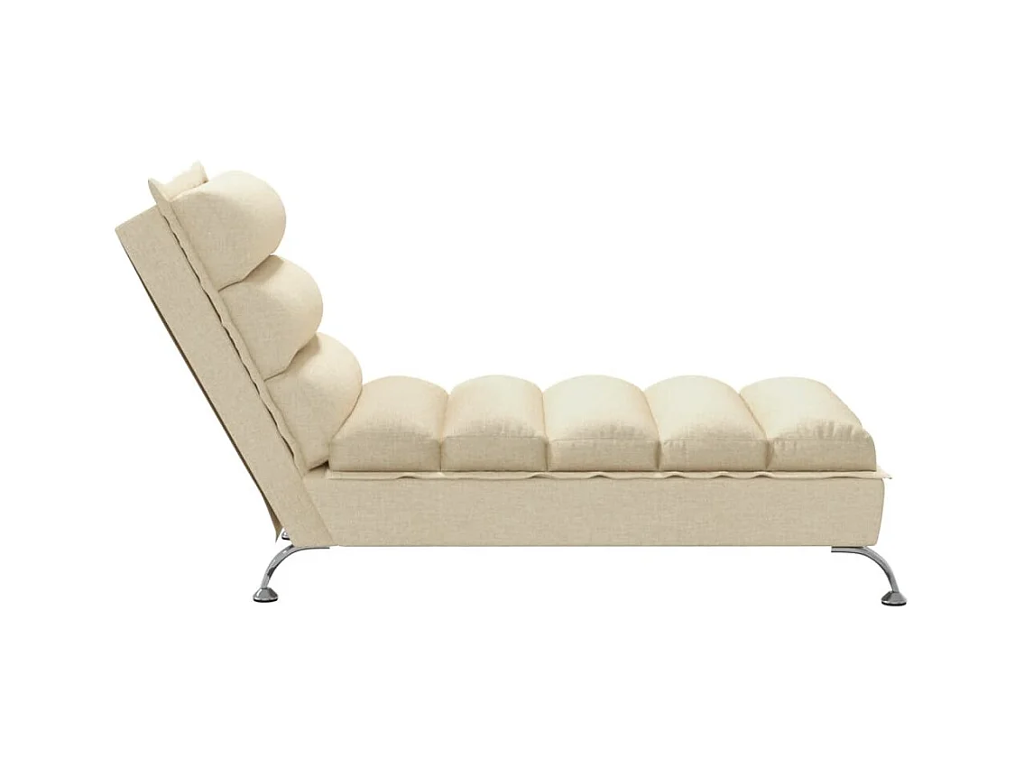 Chaise longue avec coussins crème tissu