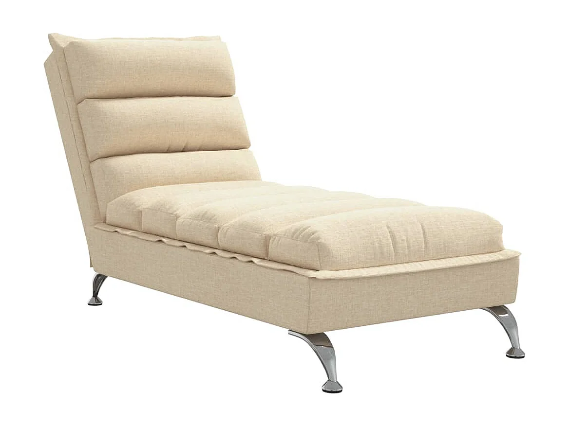 Chaise longue avec coussins crème tissu