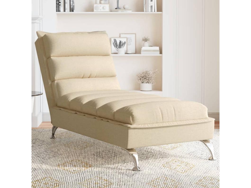 Chaise lounge com almofadões tecido creme