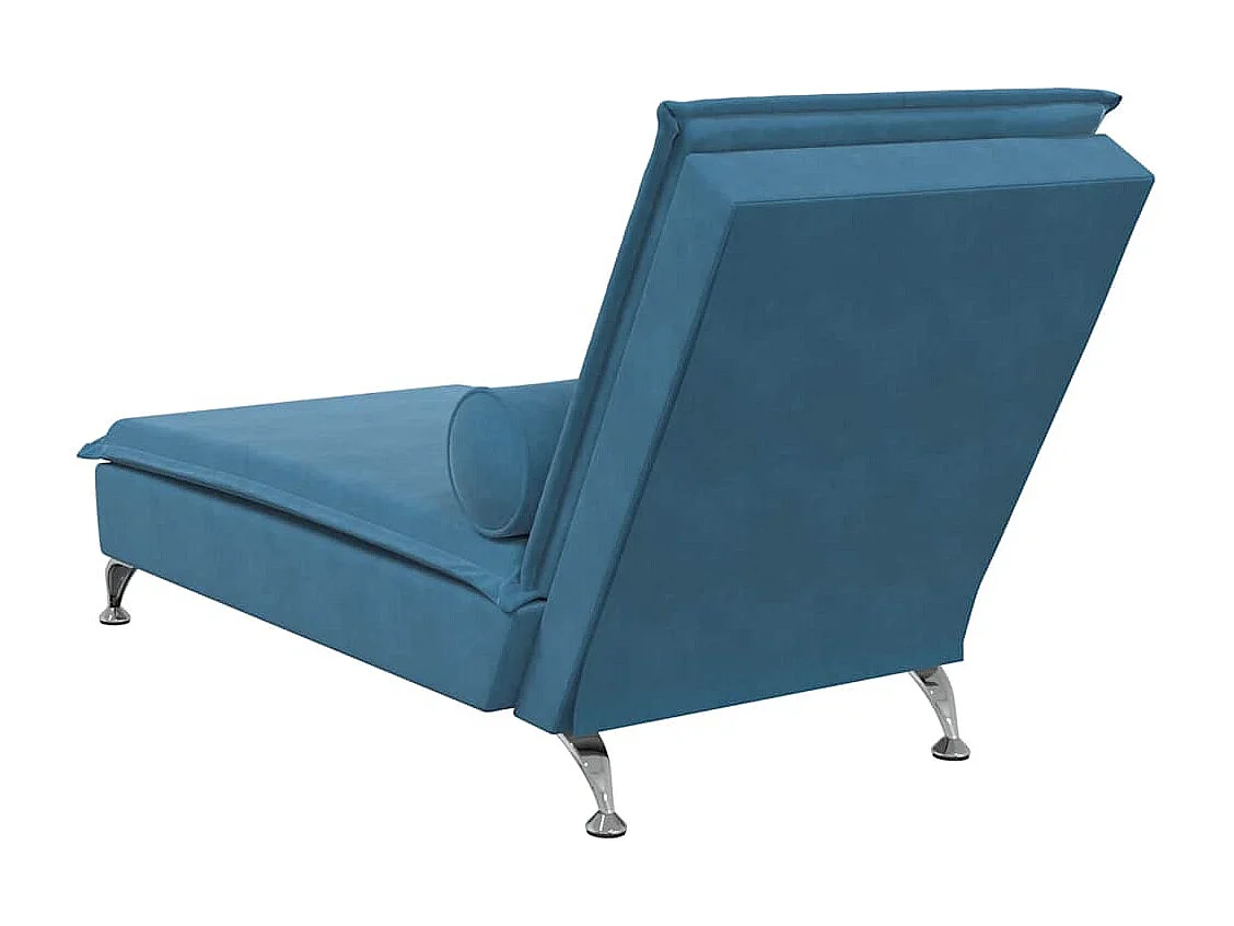 Chaise Longue Massaggi con Cuscino a Rullo Blu in Velluto