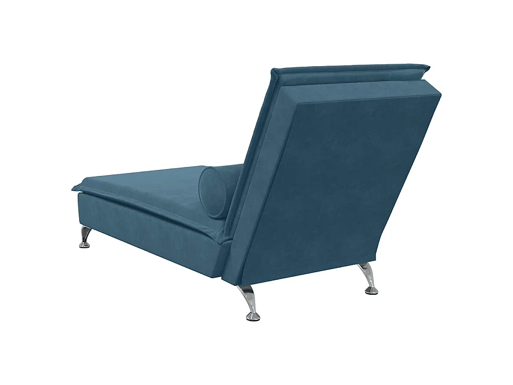 Chaise longue de massage avec traversin bleu velours