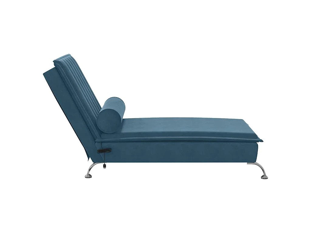 Chaise longue de massage avec traversin bleu velours