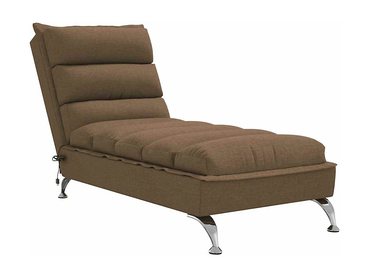 Chaise lounge de massagem com almofadões tecido castanho