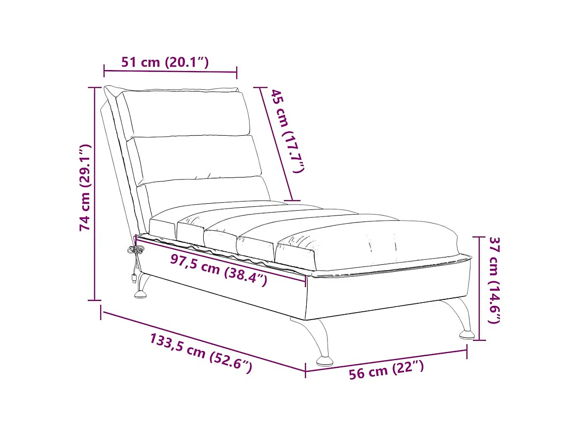 Massage-Chaiselongue mit Kissen Braun Stoff