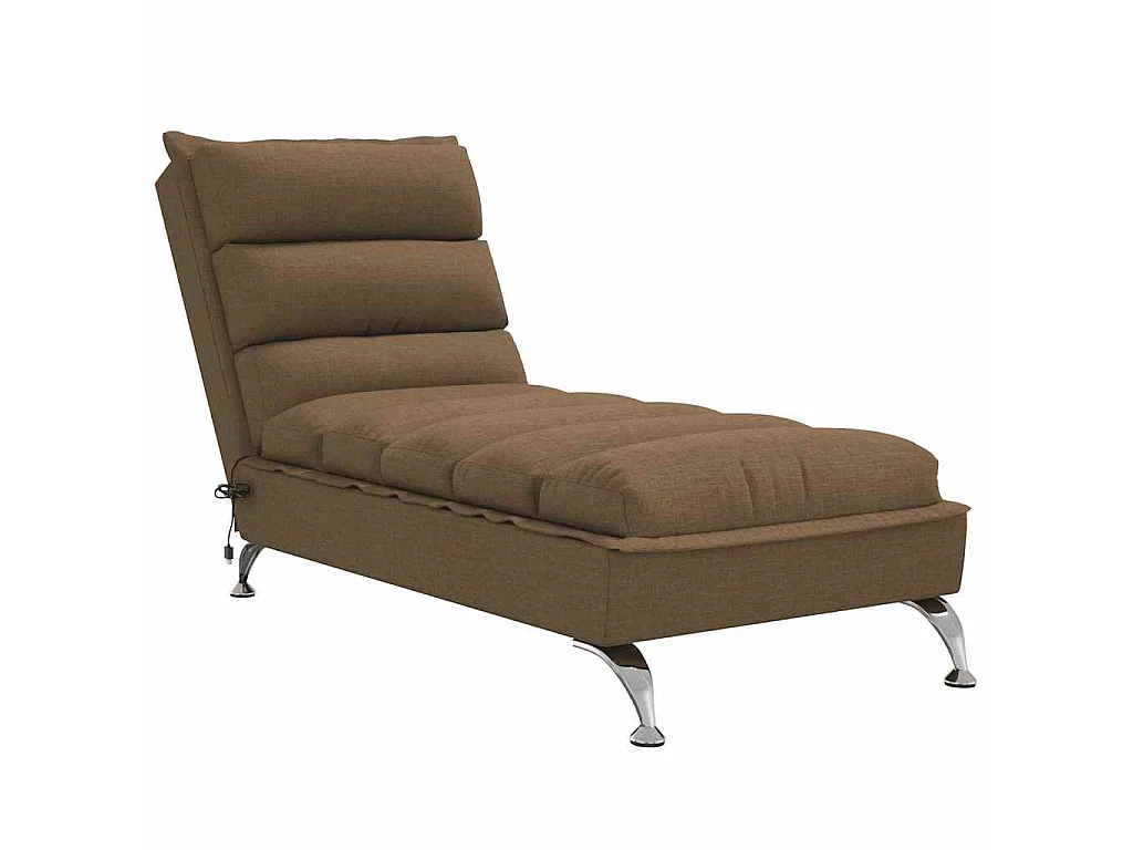 Chaise longue de massage avec coussins marron tissu