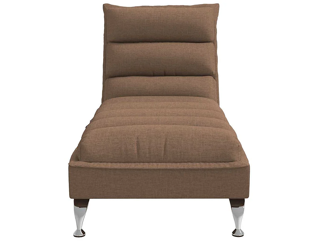 Chaise longue de massage avec coussins marron tissu