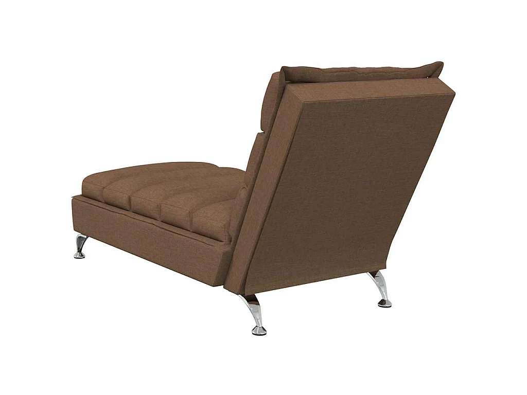 Chaise longue de massage avec coussins marron tissu