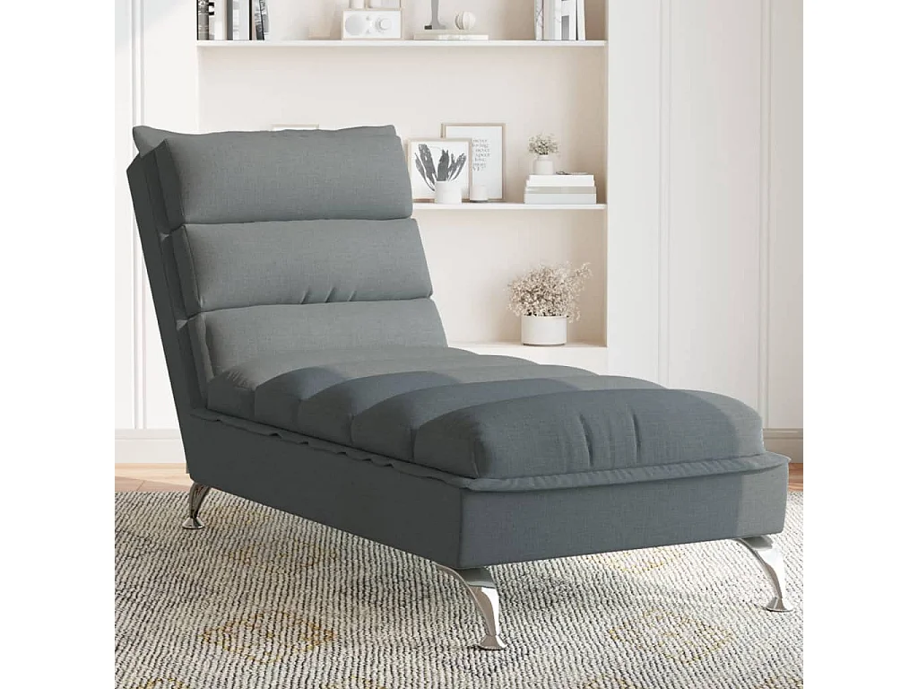 Chaise lounge com almofadões tecido cinzento-escuro