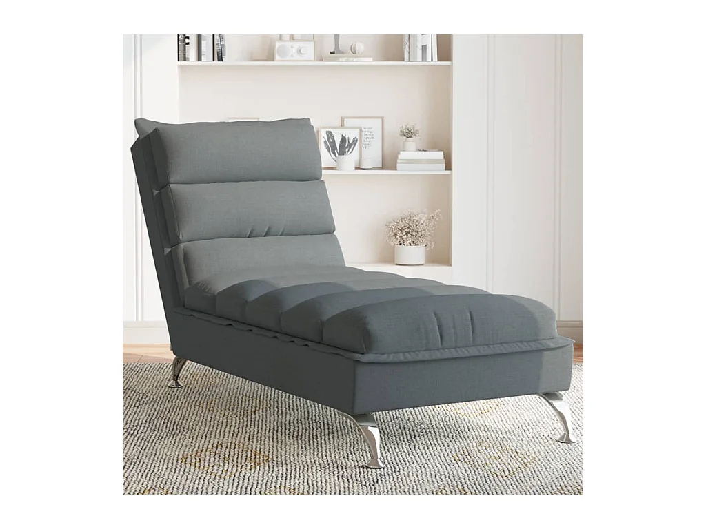 Chaise longue avec coussins gris foncé tissu