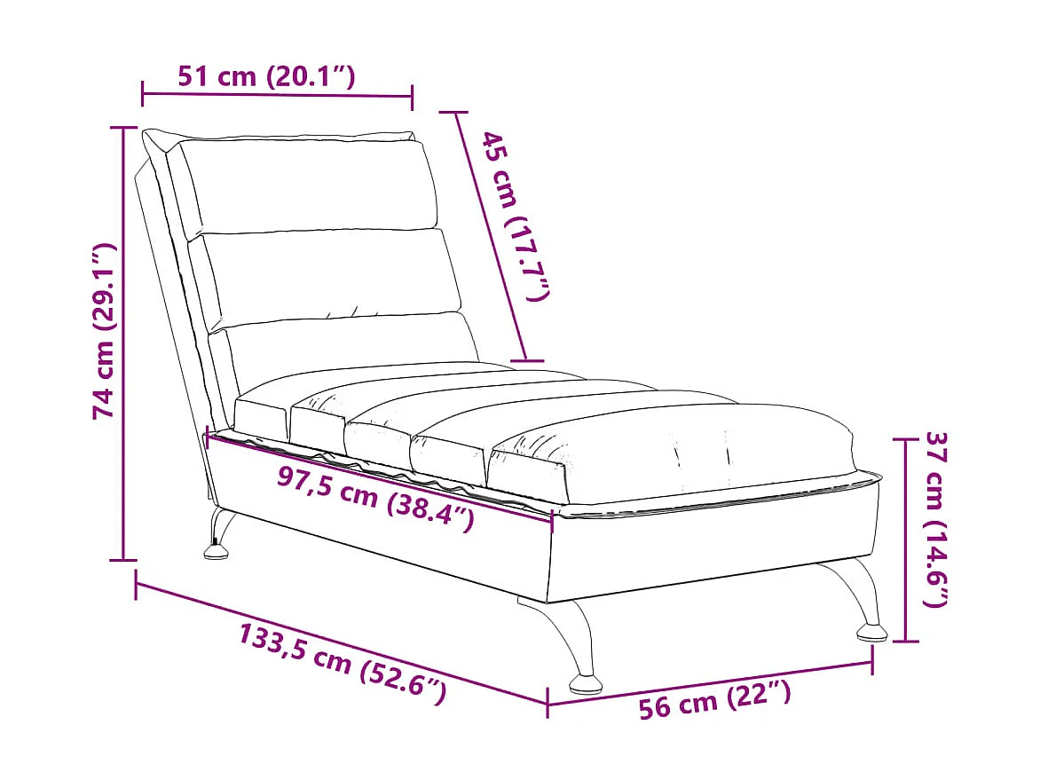 Chaise longue avec coussins gris foncé tissu