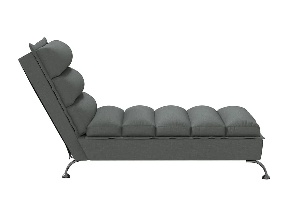 Chaise longue avec coussins gris foncé tissu