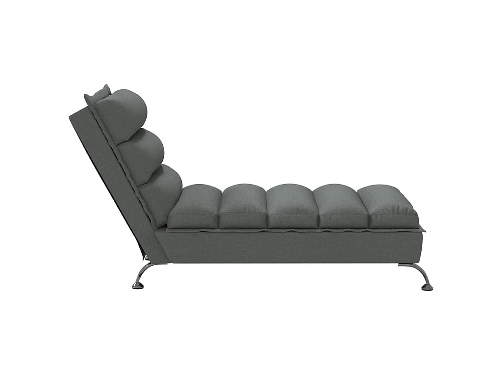 Chaise longue avec coussins gris foncé tissu