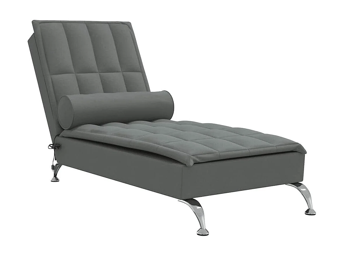 Chaise lounge de massagem com rolo tecido cinzento-escuro