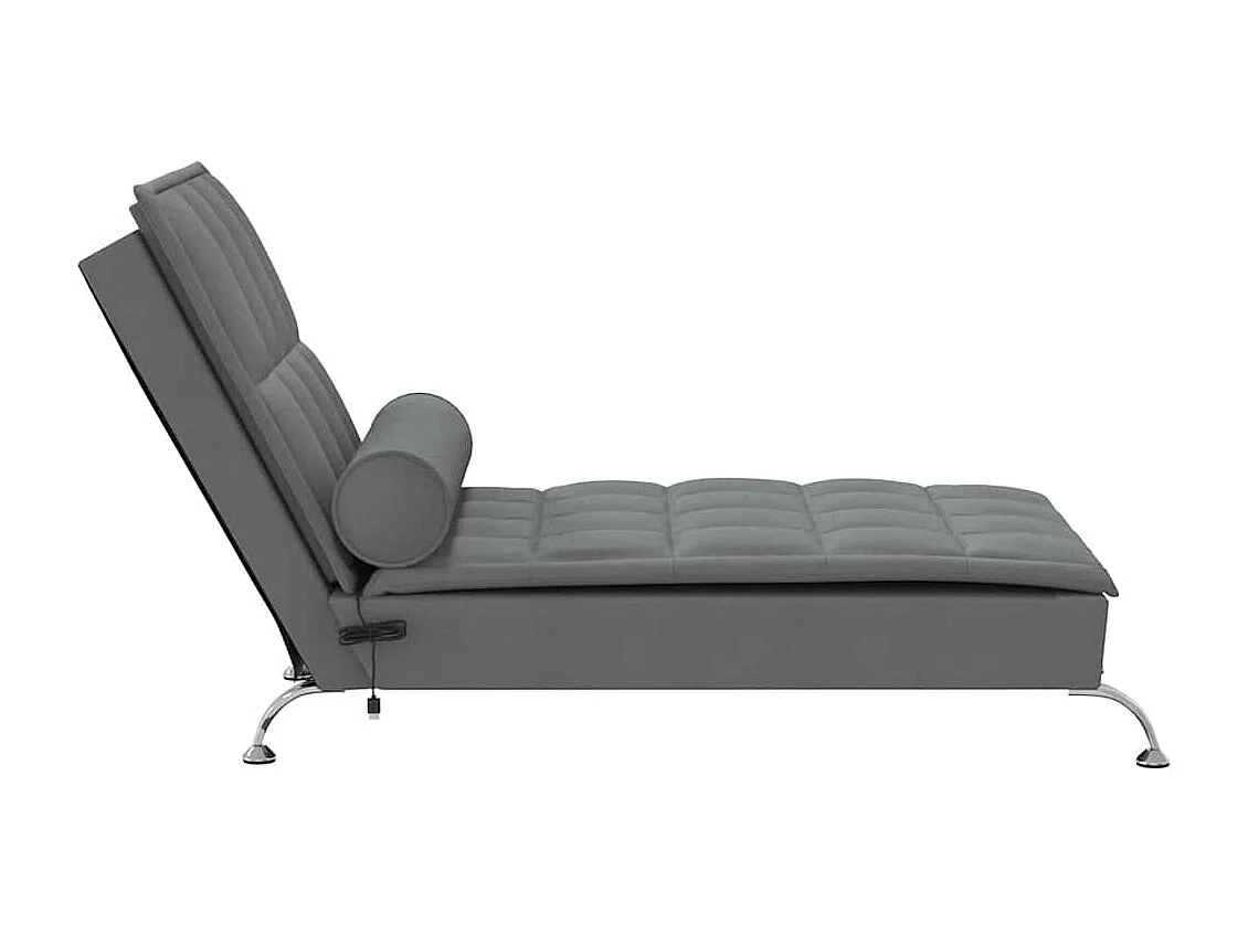 Chaise lounge de massagem com rolo tecido cinzento-escuro