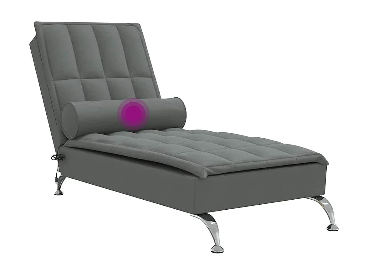 Chaise lounge de massagem com rolo tecido cinzento-escuro