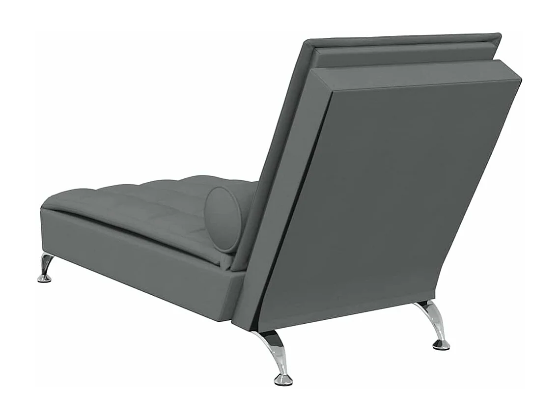 Massage-Chaiselongue mit Nackenrolle Dunkelgrau Stoff