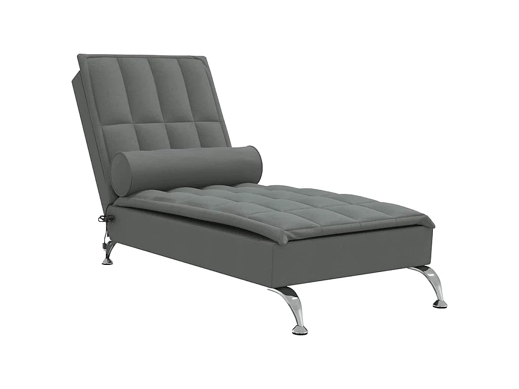 Chaise lounge de massagem com rolo tecido cinzento-escuro