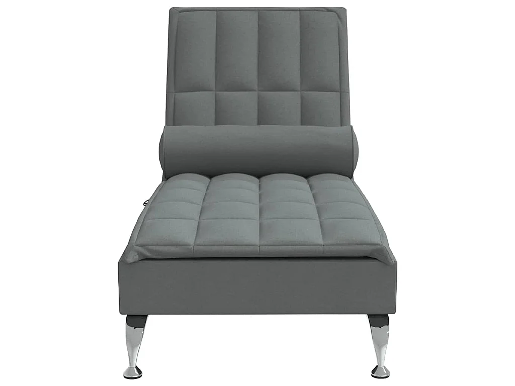 Chaise lounge de massagem com rolo tecido cinzento-escuro