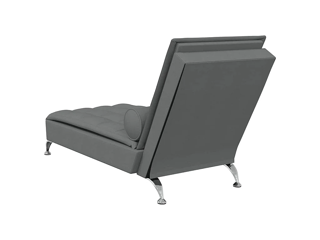 Chaise lounge de massagem com rolo tecido cinzento-escuro