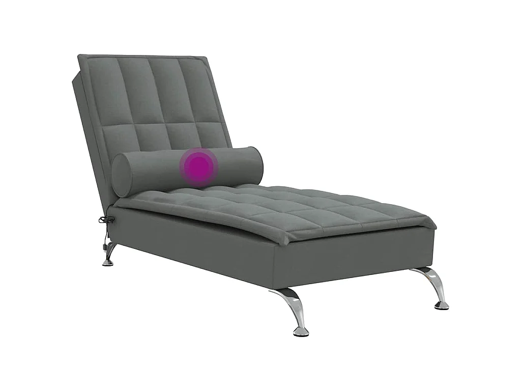 Chaise lounge de massagem com rolo tecido cinzento-escuro