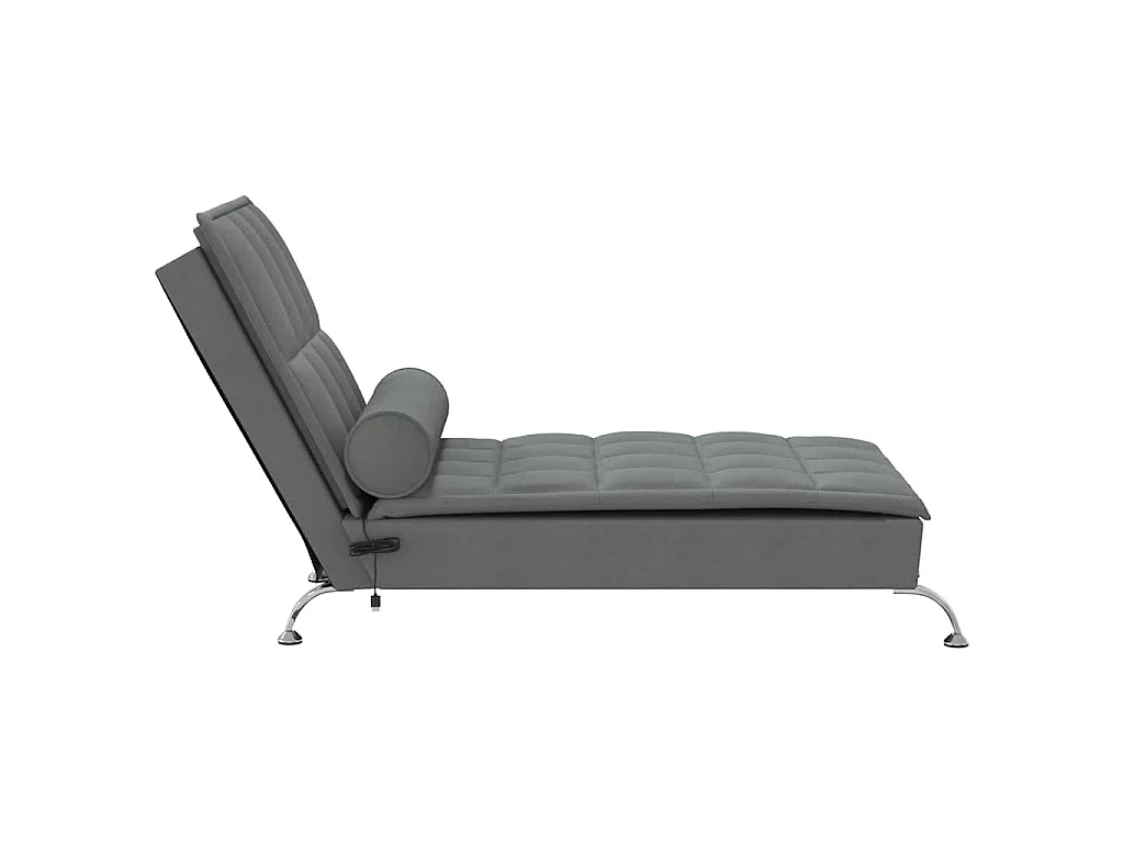 Chaise longue de massage avec traversin gris foncé tissu