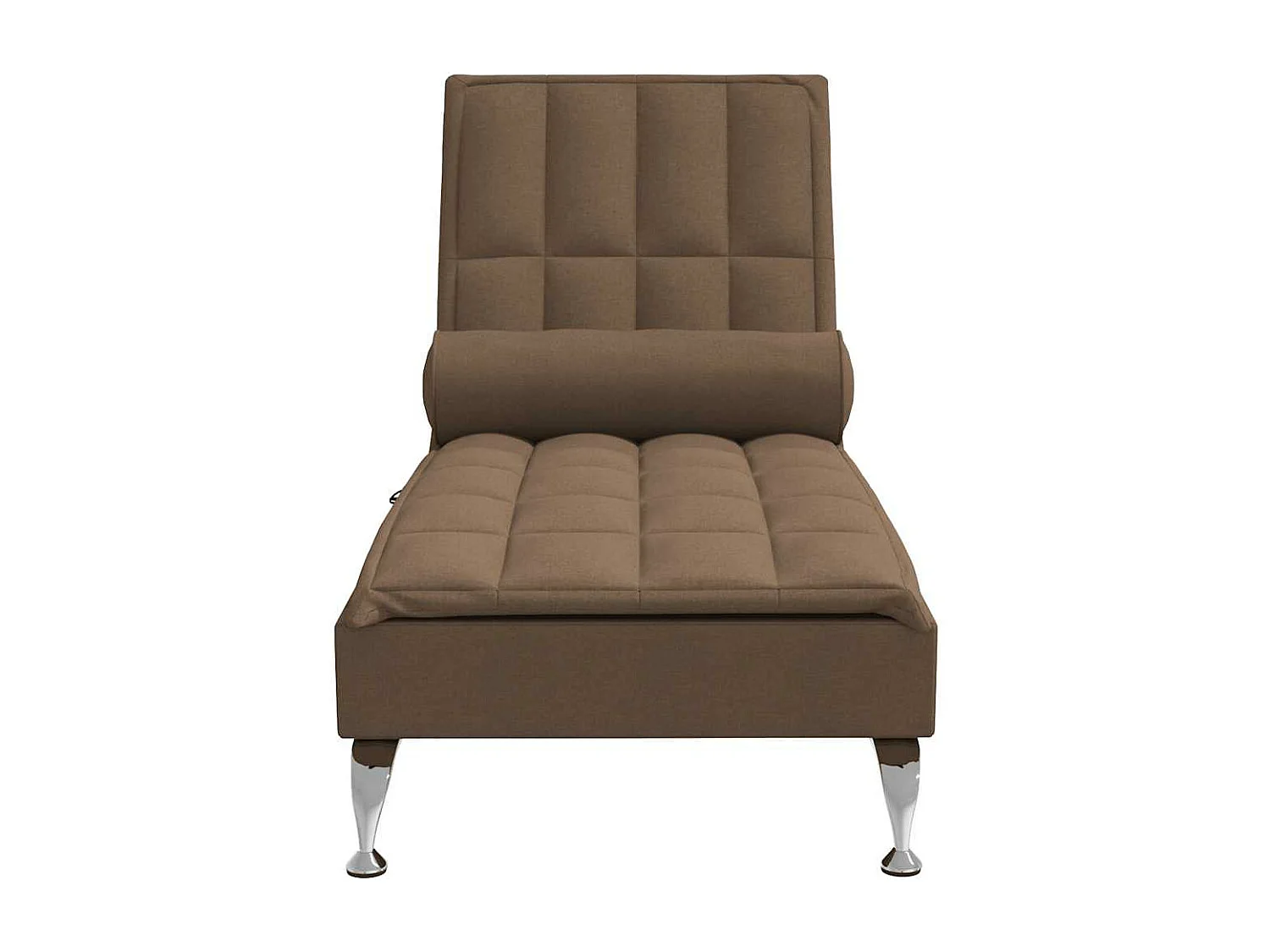 Massage-Chaiselongue mit Nackenrolle Braun Stoff