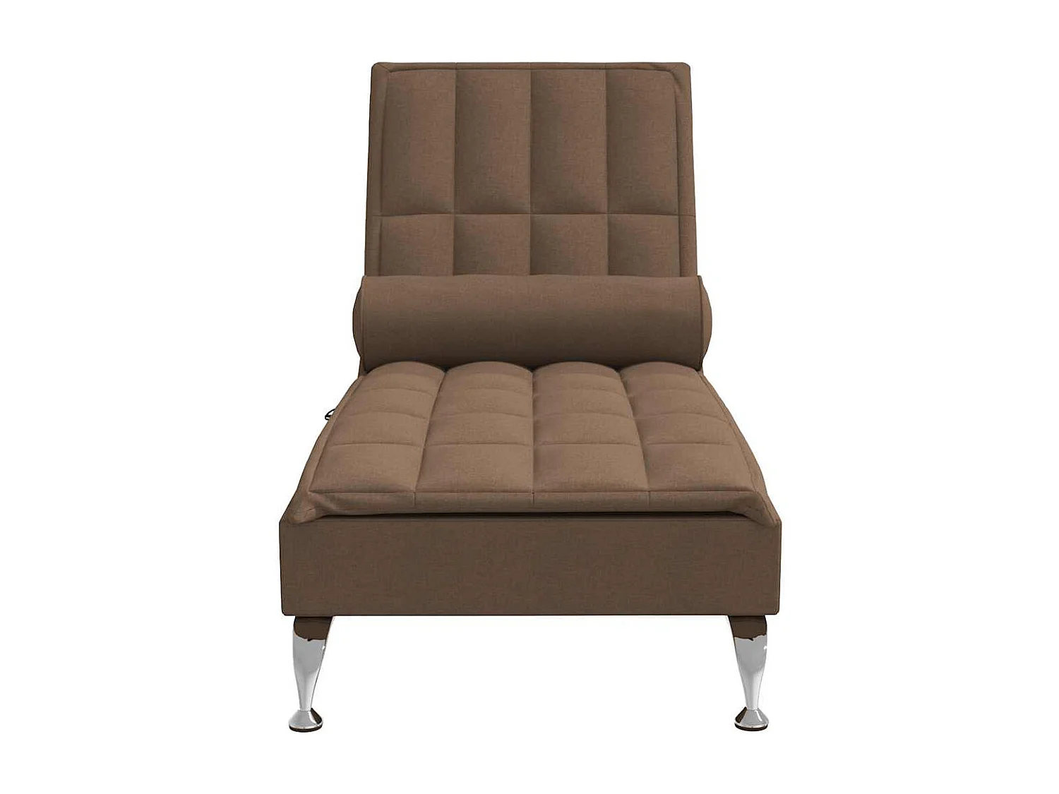 Chaise longue de massage avec traversin marron tissu