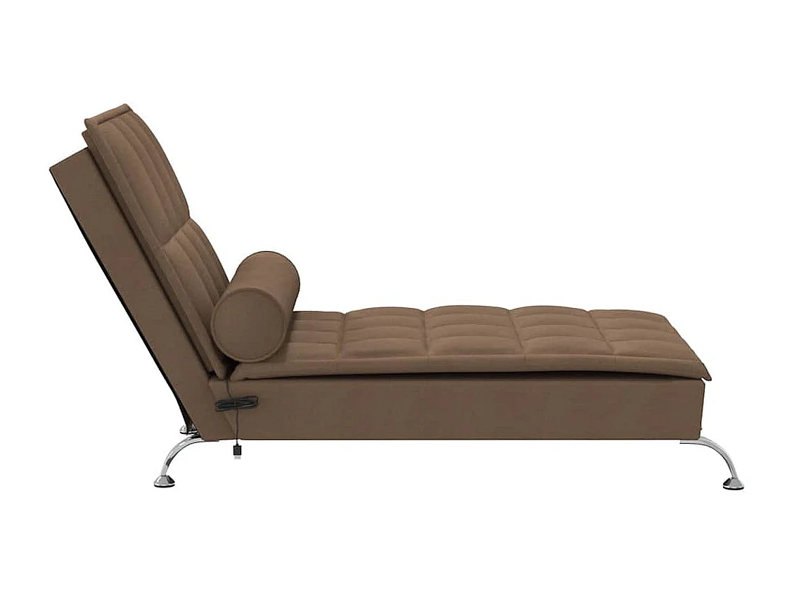 Chaise longue de massage avec traversin marron tissu