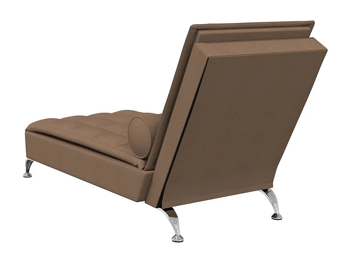 Chaise longue de massage avec traversin marron tissu