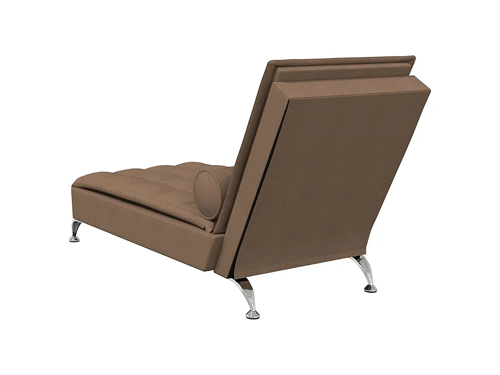Chaise longue de massage avec traversin marron tissu