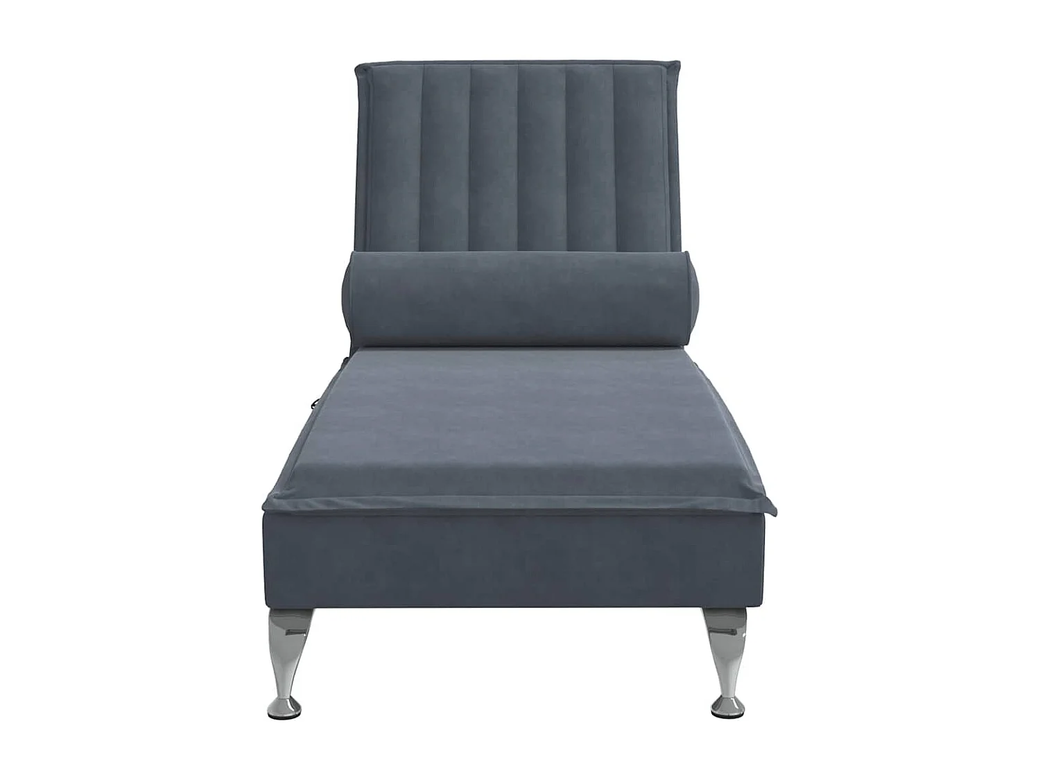 Chaise longue de massage avec traversin gris foncé velours