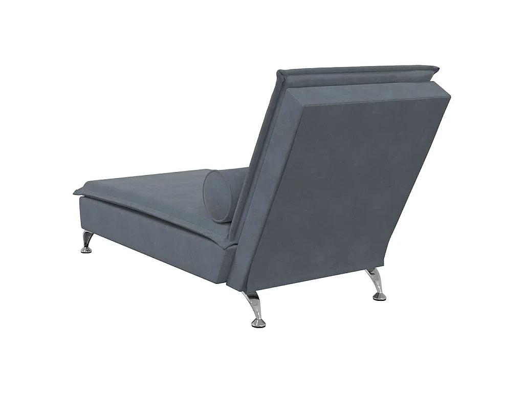 Chaise longue de massage avec traversin gris foncé velours