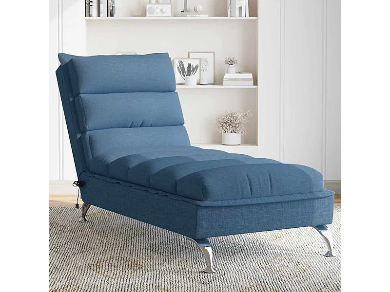 Chaise Longue Massaggi con Cuscini Blu in Tessuto