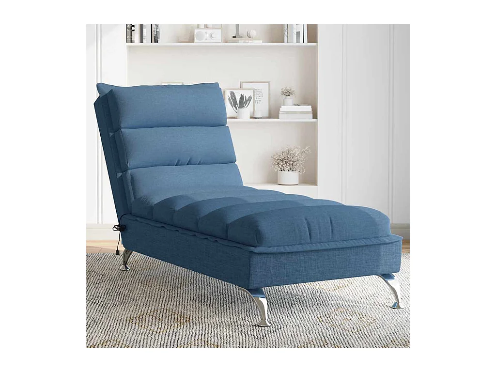 Chaise longue de massage avec coussins bleu tissu
