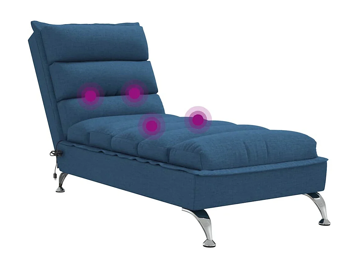Chaise Longue Massaggi con Cuscini Blu in Tessuto