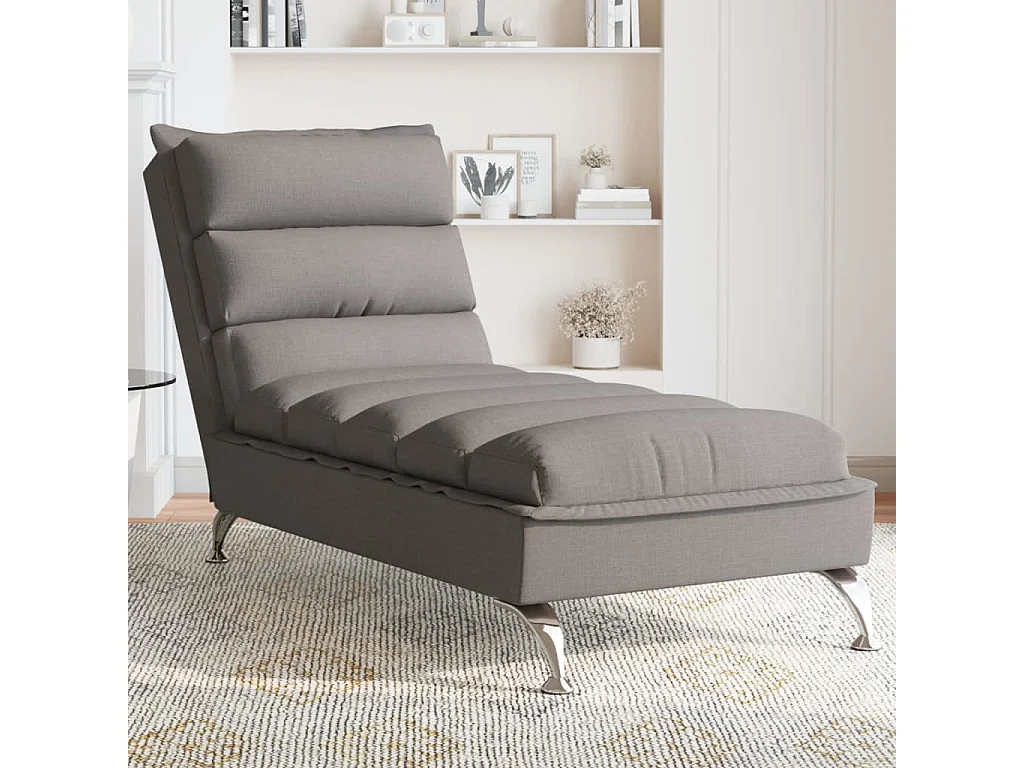 Chaise longue avec coussins taupe tissu