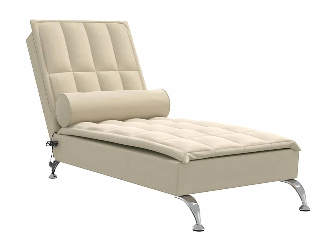 Chaise lounge de massagem com rolo tecido creme