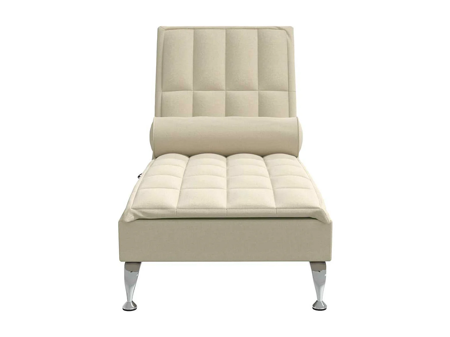Chaise Longue Massaggi con Capezzale Crema in Tessuto